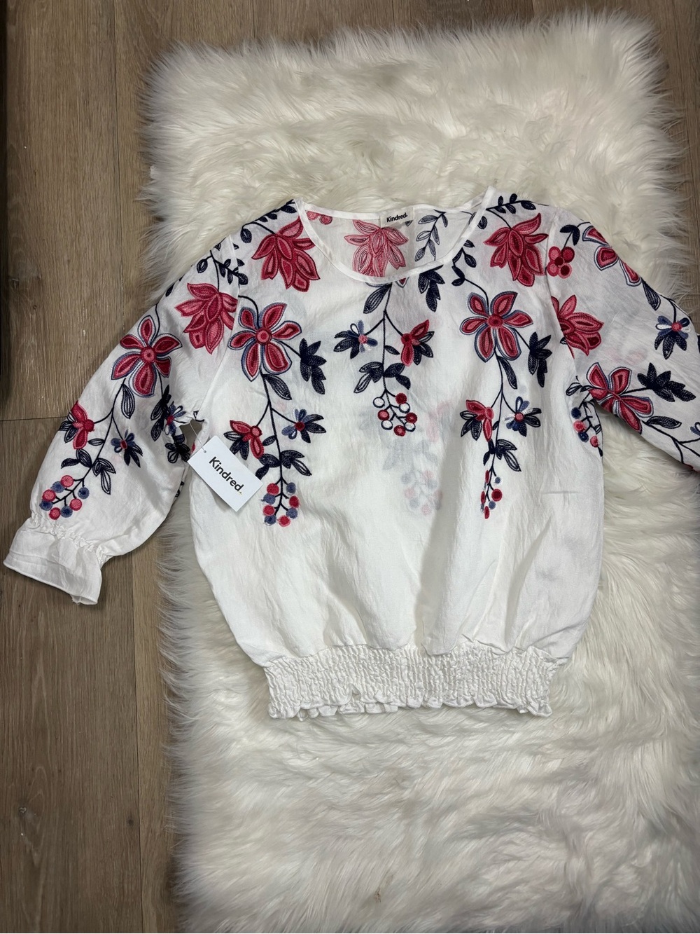 Kindred Floral Embroidered White Blouse